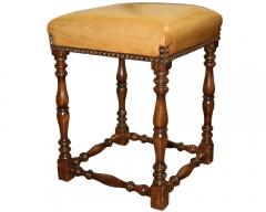 A Pair of Vintage Walnut and Upholstered Stools - 3554696