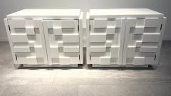 A Pair of White Gloss Lacquer Nightstands Lane - 4757551