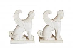 A Pair of White Marble Carved Sphinxes - 4740467