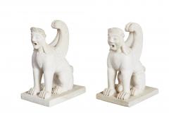 A Pair of White Marble Carved Sphinxes - 4740469