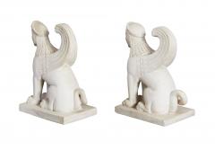 A Pair of White Marble Carved Sphinxes - 4740471