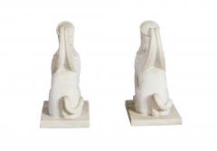 A Pair of White Marble Carved Sphinxes - 4740472