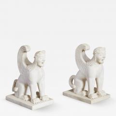 A Pair of White Marble Carved Sphinxes - 4740646