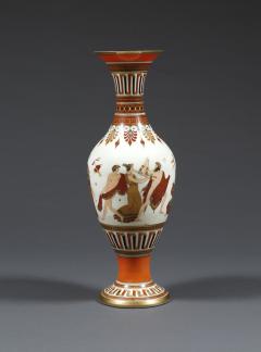 A Pair of White Opaline Glass Polychrome Enamel Vases In The Etruscan Style - 509232