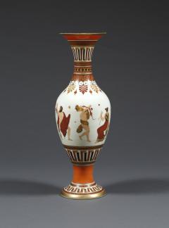 A Pair of White Opaline Glass Polychrome Enamel Vases In The Etruscan Style - 509251