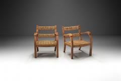 A Pair of Wood and Rattan Armchairs Italy Mid 20th Century - 4028088