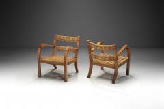 A Pair of Wood and Rattan Armchairs Italy Mid 20th Century - 4028089