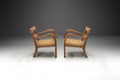 A Pair of Wood and Rattan Armchairs Italy Mid 20th Century - 4028090