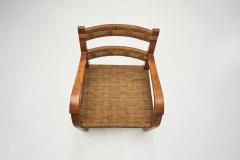 A Pair of Wood and Rattan Armchairs Italy Mid 20th Century - 4028092