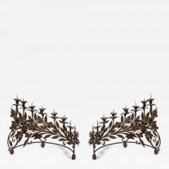 A Pair of Wrought Iron Eight Light Candelabra - 3755814