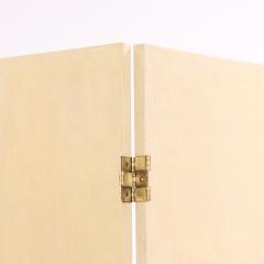 A Parchment Covered Three Panel Folding Screen Contemporary  - 4331743