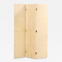 A Parchment Covered Three Panel Folding Screen Contemporary  - 4332512