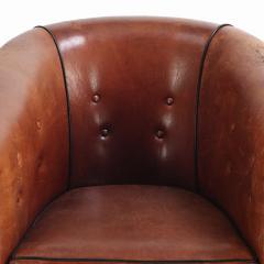 A Patinated Sheepskin Leather Club Chair C 1950 from Holland  - 4230764