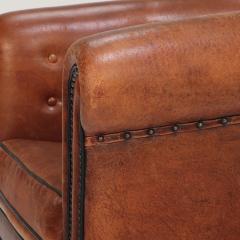 A Patinated Sheepskin Leather Club Chair C 1950 from Holland  - 4230766