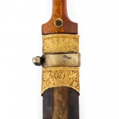 A Qajar Turquoise and Gem Set Gold Kinjal and Scabbard - 4799771
