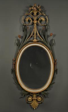 A RARE OVAL GILT WOOD AND PAINTED MIRROR OF LARGE SCALE - 3434590