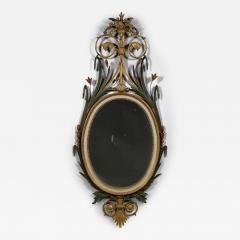 A RARE OVAL GILT WOOD AND PAINTED MIRROR OF LARGE SCALE - 3436064