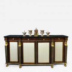 A REGENCY ROSEWOOD MARBLE TOP BREAKFRONT SIDE CABINET - 2962817