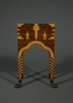 A REMARKABLE MAHOGANY AND BOXWOOD INLAID CASKET ON STAND - 3542267