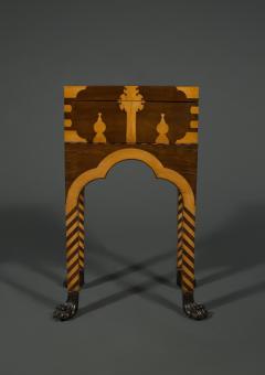 A REMARKABLE MAHOGANY AND BOXWOOD INLAID CASKET ON STAND - 3542274