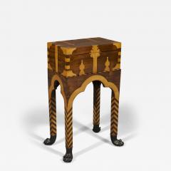 A REMARKABLE MAHOGANY AND BOXWOOD INLAID CASKET ON STAND - 3543841