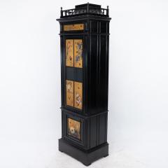 A Rare Aesthetic Movement Ebonized Polychrome Painted Humidor with Floral Decor - 4192471