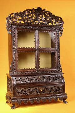 A Rare Carved Hardwood Small Anglo Indian Display Cabinet 19th Century - 3264738