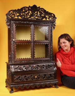 A Rare Carved Hardwood Small Anglo Indian Display Cabinet 19th Century - 3264781