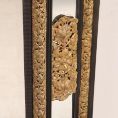 A Rare Large French Ebonized Wood and Brass Repousse Mirror 19th C  - 4002910