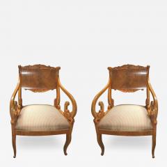 A Rare Pair of Intricately Carved 19th Century Russian Empire Chairs - 3302323