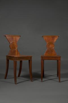 A Rare Pair of Regency Mahogany Hourglass Form Hall Chairs - 4697494