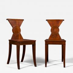 A Rare Pair of Regency Mahogany Hourglass Form Hall Chairs - 4697498