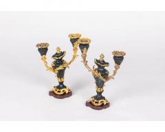 A Rare and Exquisite Pair of Ormolu Mounted Bloodstone Two Light Candlesticks - 3239817
