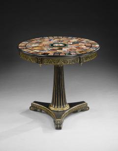 A Regency period Gilt Ebonised Centre Table with Specimen and Micro mosaic Top - 3908116