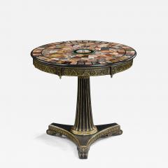 A Regency period Gilt Ebonised Centre Table with Specimen and Micro mosaic Top - 3909701