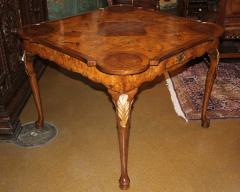 A Remarkable 18th Century English Burl Walnut Games Table - 3656512