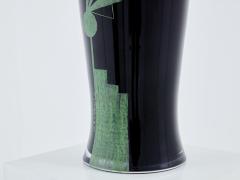 A Riecke Anatole Riecke French Art Deco tall black opaline glass vase 1951 - 3478727