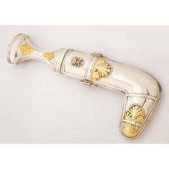 A Royal Saudi Arabian Silver and Silver Gilt Jambiya Khanjar Dagger Malachite - 1199773