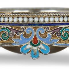 A Russian silver gilt and cloisonn enamel open salt and spoon - 3159893