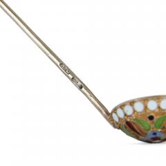 A Russian silver gilt and cloisonn enamel open salt and spoon - 3159894