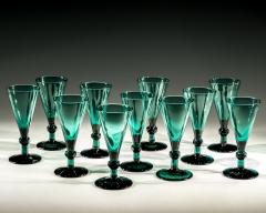 A SET OF ELEVEN GREEN WINE GLASSES - 4424927