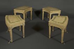 A SET OF FOUR LOUIS XVI PAINTED CHAISES DE JARDIN OF UNUSUAL CURVED FORM - 3654458