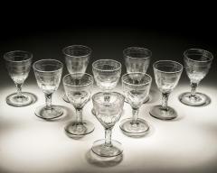 A SET OF TEN ENGRAVED FACET STEM CONTINENTAL GOBLETS - 3792929