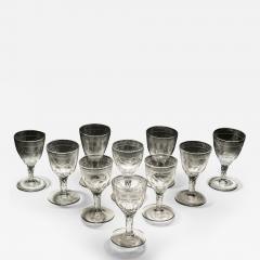 A SET OF TEN ENGRAVED FACET STEM CONTINENTAL GOBLETS - 3796631