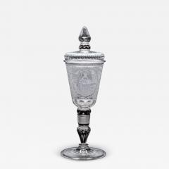 A SILESIAN ENGRAVED SCREW TOP GOBLET COVER OF MARIA THERESA OF BOHEMIA - 4250853