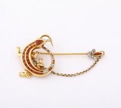 A Salamander Jabot Pin Pendant with Madeira Citrines and Diamonds - 4331234