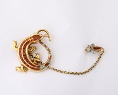 A Salamander Jabot Pin Pendant with Madeira Citrines and Diamonds - 4331239