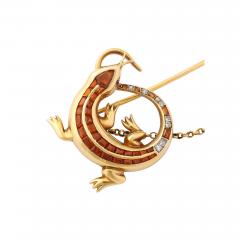 A Salamander Jabot Pin Pendant with Madeira Citrines and Diamonds - 4332527