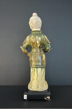 A Sancai Glazed Guardian Figure with Breast Plates and Biscuit Head  - 4400117