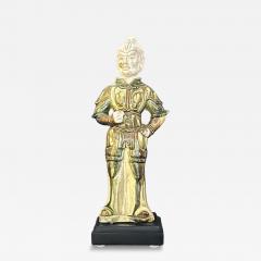 A Sancai Glazed Guardian Figure with Breast Plates and Biscuit Head  - 4401112